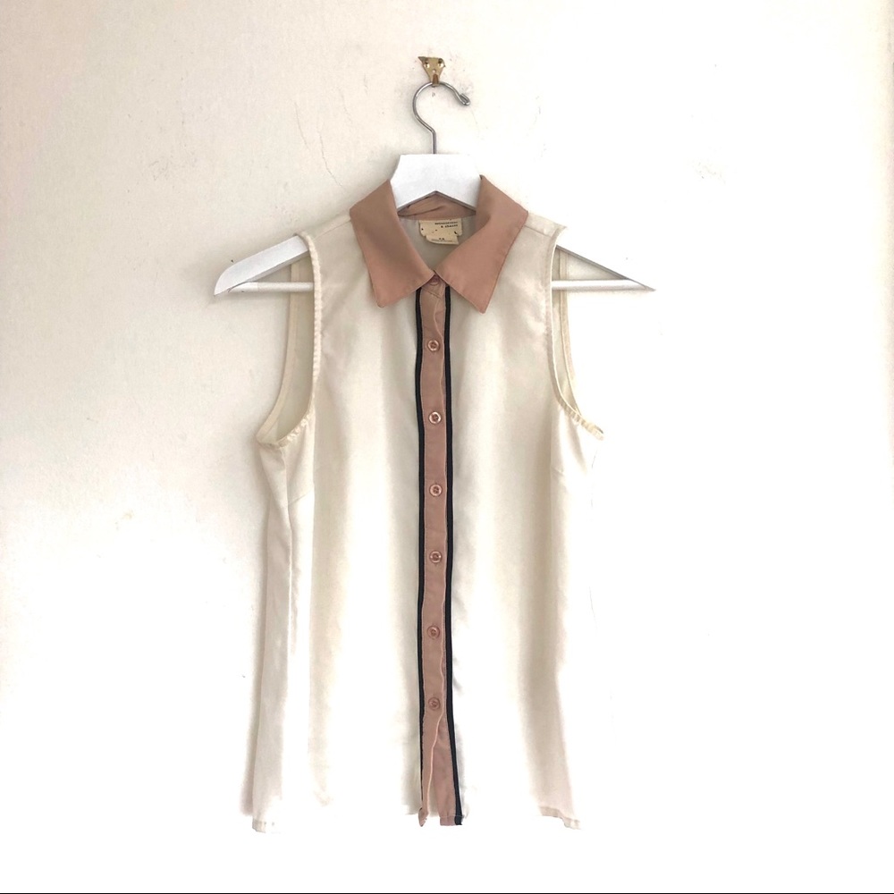 Coincidence Chance Two Tone Sleeveless Button Down